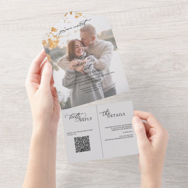 Elegant Photo Wedding  All In One Invitation (Tearaway)