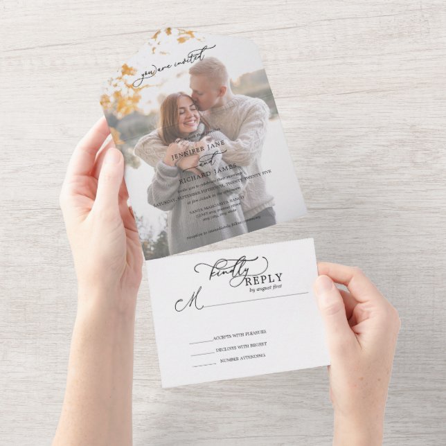 Elegant Photo Wedding  All In One Invitation (Tearaway)