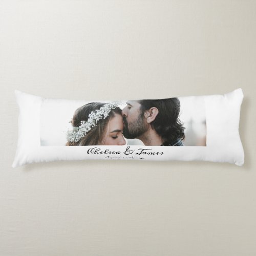 Elegant Photo Wedding Anniversary Name Date Script Body Pillow