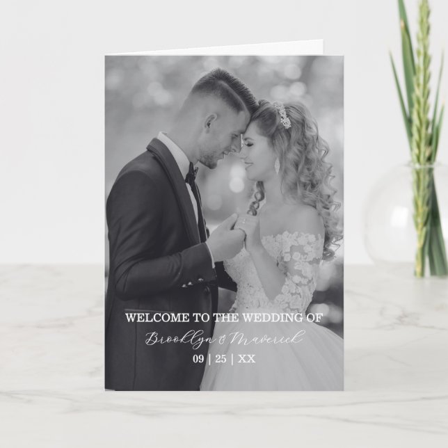 Elegant Photo Wedding Ceremony Timeline Program (Front)