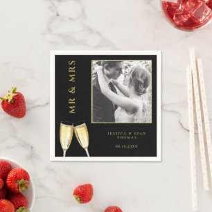 Elegant Photo Wedding Champagne Napkins