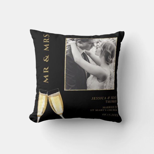 Elegant Photo, Wedding Champagne  Throw Pillow (Front)