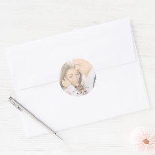 Elegant Photo Wedding Classic Round Sticker