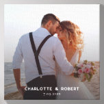 Elegant Photo Wedding Day Beach Canvas Photo Tile<br><div class="desc">Capture your cherished moments with a personalized custom photo tile. This exquisite tile showcases a heartwarming image of newlyweds, their names elegantly inscribed beneath. But the beauty doesn't end there – this tile is a canvas for your own memories. Simply replace the photo with your own treasured image, transforming it...</div>
