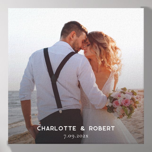 Elegant Photo Wedding Day Beach Canvas Photo Tile (Front Set)