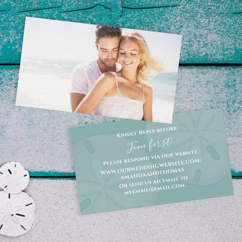 Elegant Photo Wedding Details Beach Sand Dollar Enclosure Card