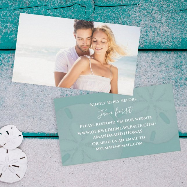 Elegant Photo Wedding Details Beach Sand Dollar Enclosure Card (Creator Uploaded)