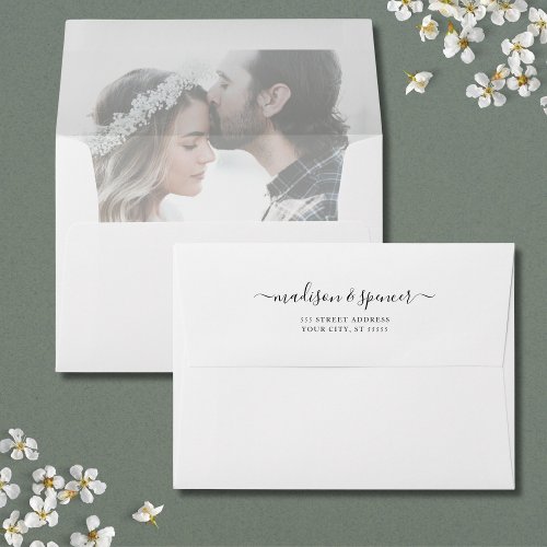 Elegant Photo Wedding Faux Vellum Overlay 5x7 Envelope