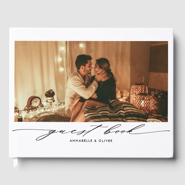 Elegant Photo Wedding Guest Book (Front)