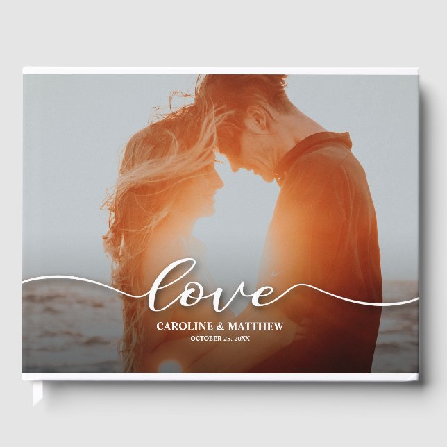 Elegant Photo Wedding Guest Book (Front)