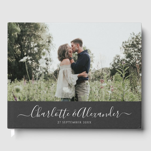 Elegant Photo Wedding Guest Book (Front)