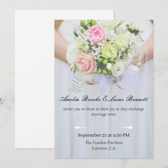 Elegant Photo Wedding Invitation Card (Front/Back)