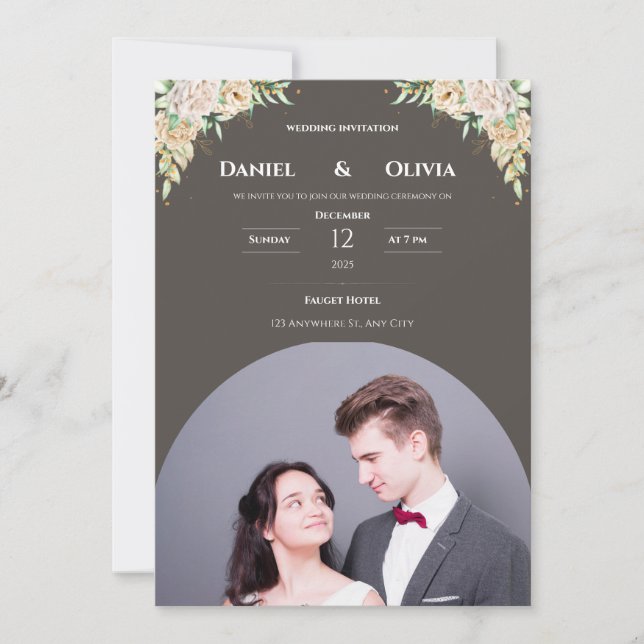 Elegant Photo Wedding Invitation Template (Front)