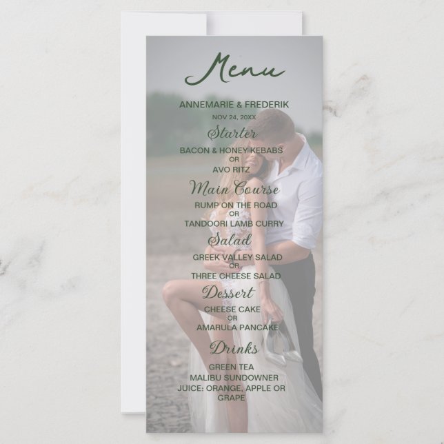 Elegant Photo Wedding Menu (Front)