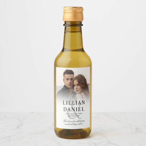 Elegant Photo Wedding Mini Wine Label