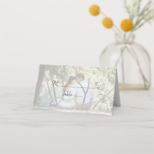 Elegant Photo Wedding Place Card (Front)