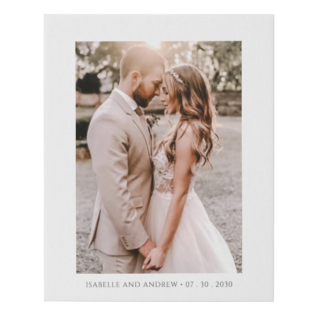 Elegant Photo Wedding Portrait Keepsake Faux Canvas Print (Front)
