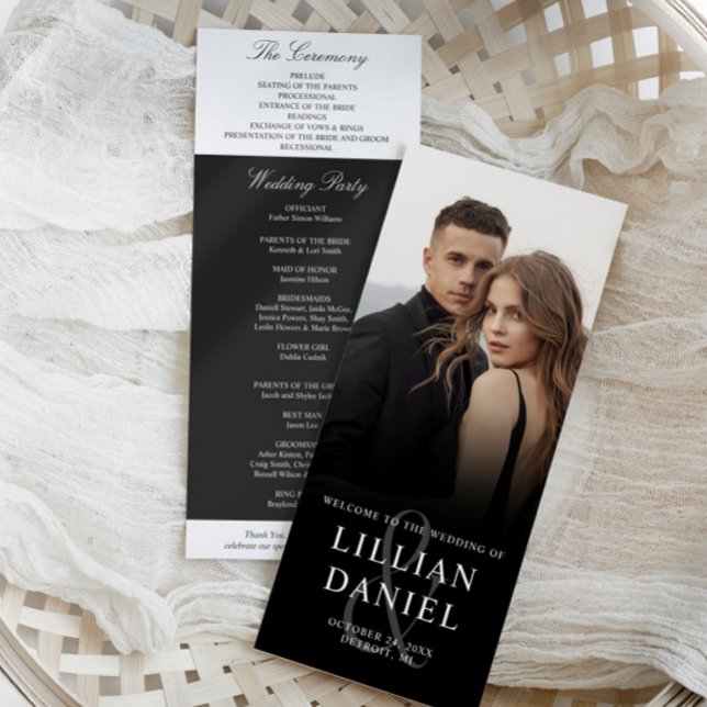 Elegant Photo Wedding Program Card (Creator Uploaded)
