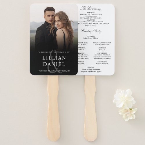 Elegant Photo Wedding Program Hand Fan