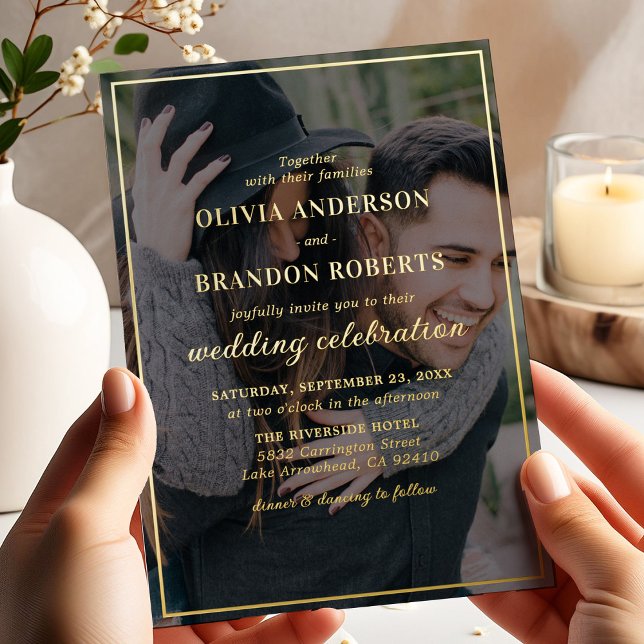Elegant Photo Wedding Real Gold Foil Invitation (Creator Uploaded)