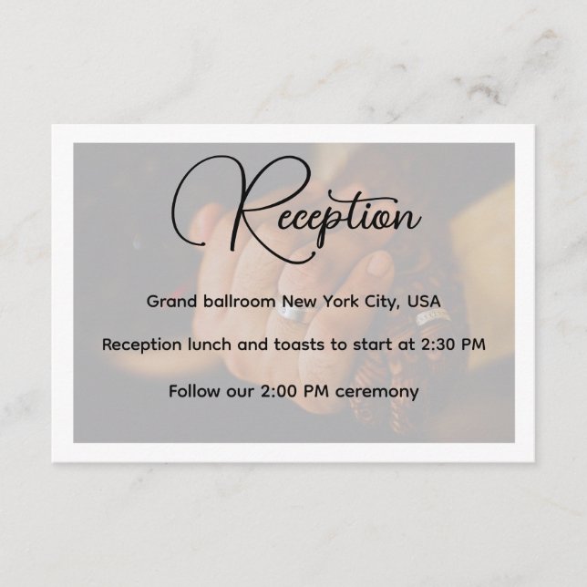 Elegant Photo Wedding Reception  Enclosure Card (Front)