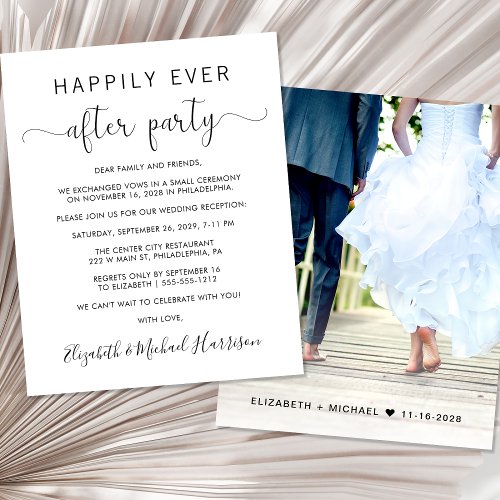 Elegant Photo Wedding Reception Invitation