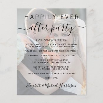 Elegant Photo Wedding Reception Invitation Budget Flyer by JulieHortonDesigns at Zazzle