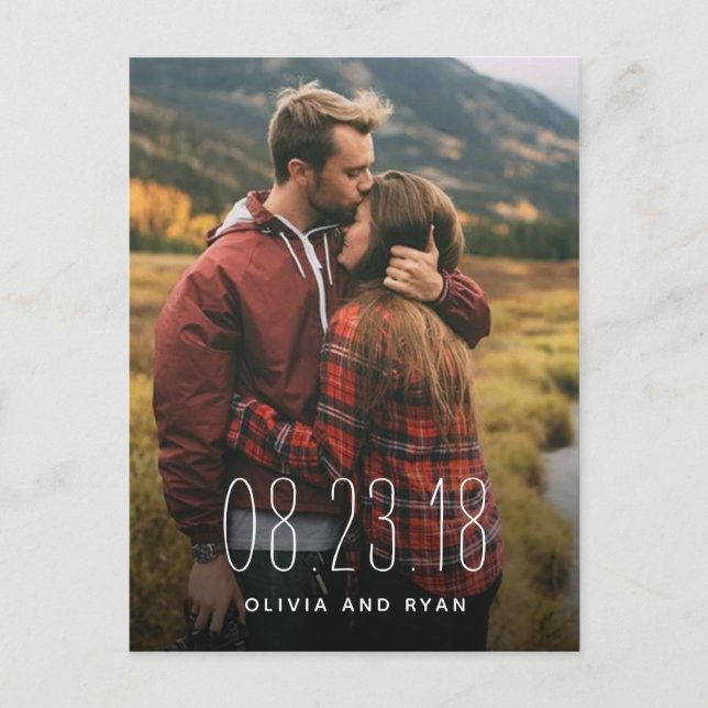 Elegant photo wedding save the date announcement postcard (Front)