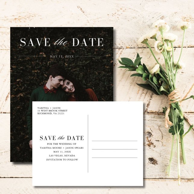 Elegant Photo Wedding Save the Date Announcement Postcard (Elegant Photo Wedding Save the Date Announcement Postcard)