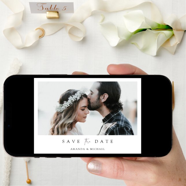 Elegant Photo Wedding Save the Date Card Template (Front Digital)