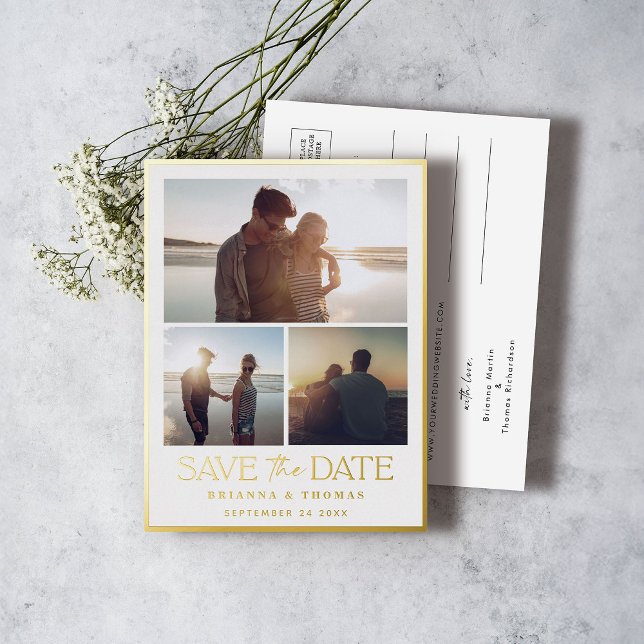Elegant Photo Wedding Save the Date Gold Foil Invitation Postcard (Creator Uploaded)