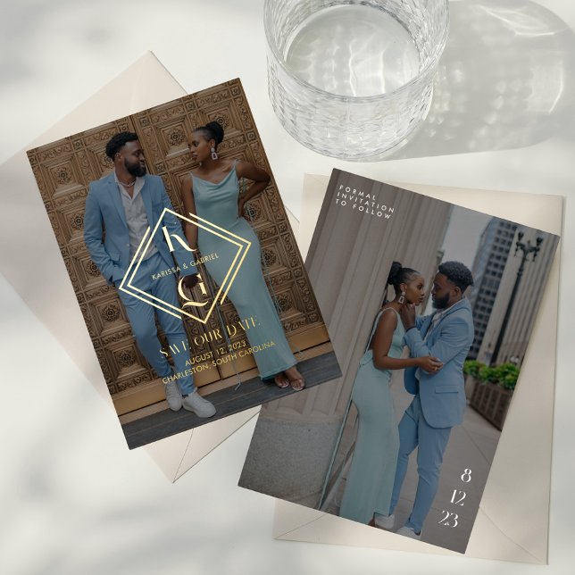 Elegant Photo Wedding Save The Date Logo Foil Invitation (Creator Uploaded)