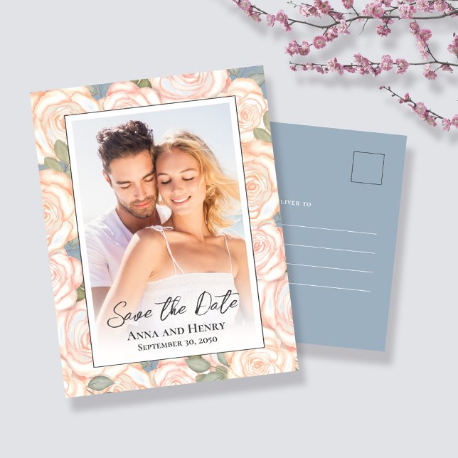 Elegant Photo Wedding Save the Date  Postcard (Wedding Save the date photo postcard template. )