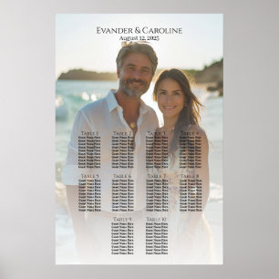 Elegant photo wedding seating chart 10 tables