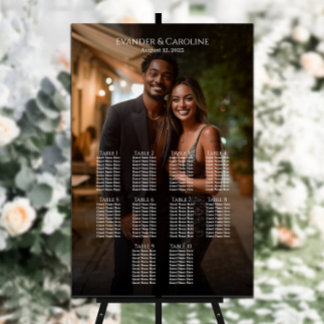 Elegant photo wedding seating chart 10 tables