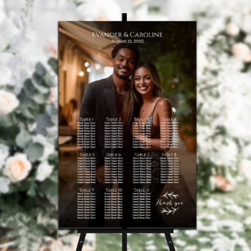 Elegant photo wedding seating chart 11 tables