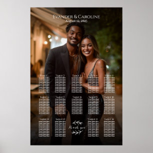 Elegant photo wedding seating chart 14 tables