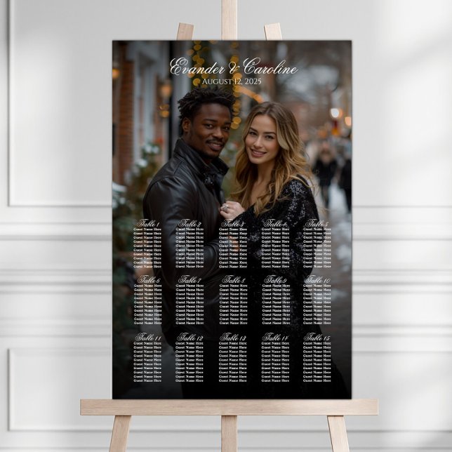 Elegant photo wedding seating chart 15 tables (Creator Uploaded)
