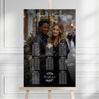 Elegant photo wedding seating chart 8 tables
