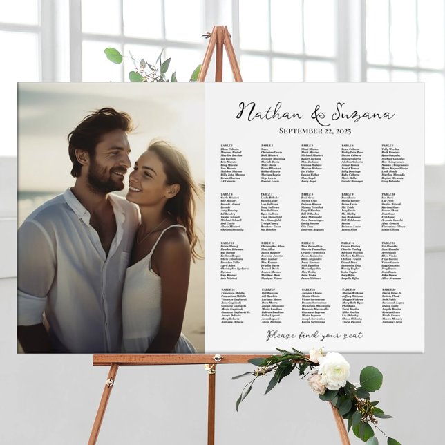 Elegant photo wedding seating chart find your seat foam board (Creator Uploaded)