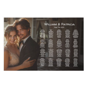 Elegant photo wedding seating chart modern faux canvas print