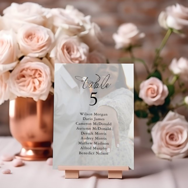 Elegant Photo Wedding Seating Chart Table Card (Creator Uploaded)