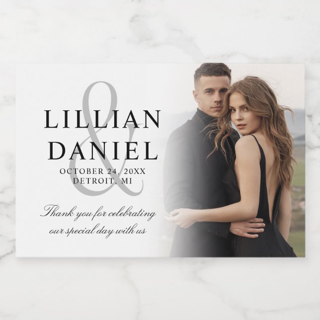 Elegant Photo Wedding Sparkling Wine Label (Single Label)