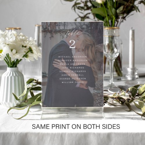 Elegant photo wedding table seating chart card