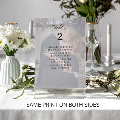 Elegant photo wedding table seating chart card