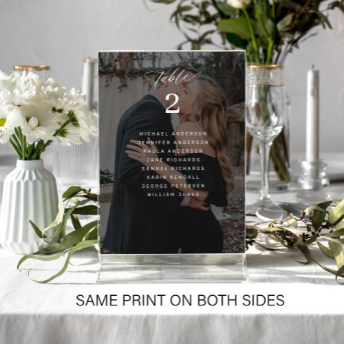 Elegant photo wedding table seating chart card