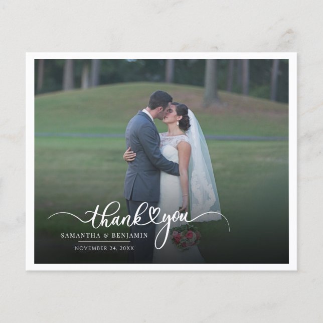 Elegant Photo Wedding Thank You Card (Front)