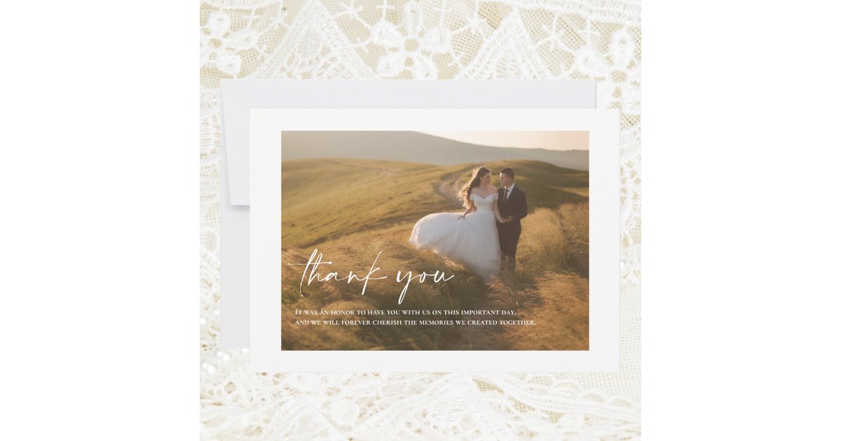 Elegant Photo Wedding Thank You Card | Zazzle