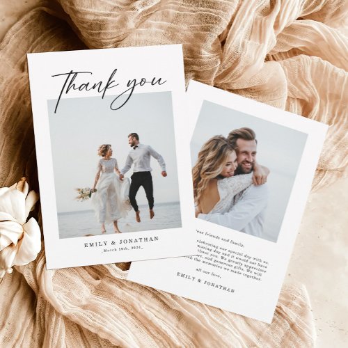 Elegant Photo Wedding  Thank You Card