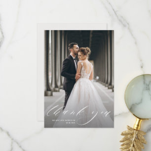 elegant photo wedding thank you card